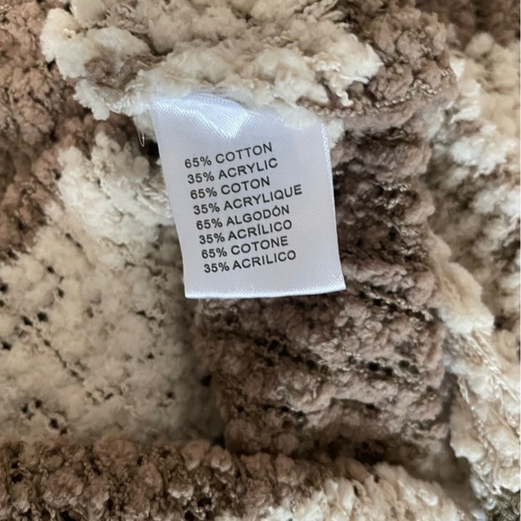 NWT Miracle Popcorn Chenille Cream/Tan Colorblock Sweater Hoodie. Size S/M - Picture 9 of 9